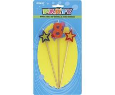 Unique Party - 34048 - Lot de 3 Bougies dAnniversaire de Numéro 8 - Étoilées