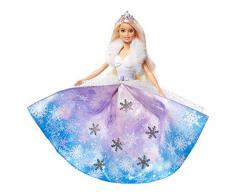 Barbie Dreamtopia poupée princesse Flocons avec robe qui se déploie et cheveux blonds à mèche rose, jouet pour enfant, GKH26