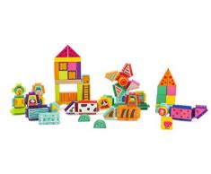 Small Foot- Cubes de Construction en Bois et avec Picots, Lot de 80 pièces avec Motifs de Ferme imprimés Jouets, 11223, Multicolore