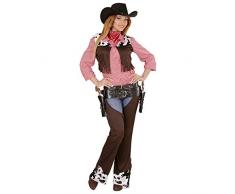 Widmann Famille 02891 ? Costume Cowgirl Adulte Gilet, Chaps et Ceinture, Brun, Taille S