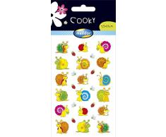 Maildor 560517C - Un sachet de gommettes 3D Cooky 1 planche 7,5x12cm, Escargots (28 stickers)