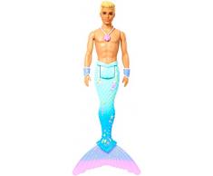 Barbie Dreamtopia Poupée Ken Triton avec Nageoire Arc-en-Ciel Bleue et Cheveux Blonds, Jouet pour Enfant, FXT23