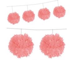 Folat De Pom Pom Guirlande en Papier Nid dabeille 3 m Rose