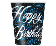 Unique Party 57466 Glitz Blue Foil Anniversaire Papier Tasses, Lot de 8