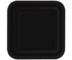 Unique Party - 32028 - Paquet de 16 Assiettes Carrées en Carton - 18 cm - Noir