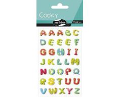 Maildor 560522C - Un sachet de gommettes 3D Cooky 1 planche 7,5x12cm, Alphabet peps (35 stickers)