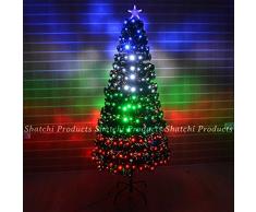 Gifts 4 All Occasions Limited SHATCHI-653 Sapin de Noël en fibre optique LED Multicolore avec différents effets Vert 150 cm