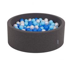 KiddyMoon 90X30cm/300 Balles ∅ 7Cm Piscine À Balles Pour Bébé Rond Fabriqué En UE, Gris Foncé: Baby Blue/Bleu/Perle