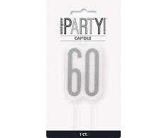 Unique Party- Bougie, 83870, Noir et argenté