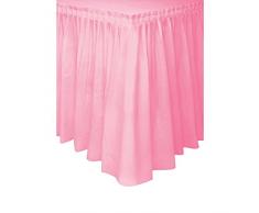 Unique Party - 50402 - Jupe de Table en Plastique - 4,2 m - Rose Pastel