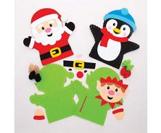 Baker Ross Kits de Couture marionnettes à Main de Noël (Paquet de 4) - Loisirs créatifs de Noël pour Enfants