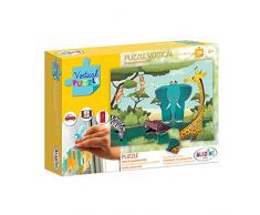 Aladine - Puzzle Vertical - Animaux de la Savane - Jouets et Jeux Enfants - Puzzle Repositionnable 24 Pièces - Adhère sans Colle sur Les Vitres, Frigo, Miroir, Fenêtres - À partir de 4 Ans