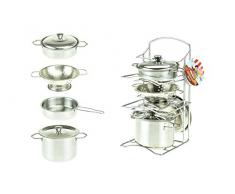 Toi-Toys- Ensemble de Casseroles et Passoir en Métal Figurine, 13002A, Multicolore