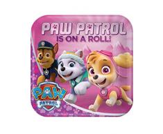 amscan- 8 Assiettes en Carton Pat Patrouille Rose, 551665-55, Couleur Multiples