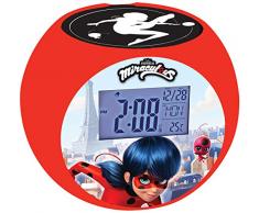 Lexibook- Miraculous Ladybug Radio réveil projecteur, Effets sonores, à Piles, Rouge, RL975MI, Noir