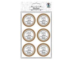 Ursus 59530005F Lot de 24 Autocollants de Mariage avec Inscription « Save The Date, » et décorés de Films - Diamètre : Environ 4,8 cm, Multicolore