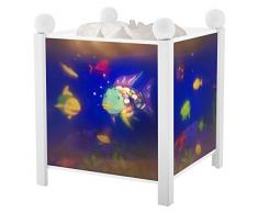 TROUSSELIER - Le Poisson Arc en Ciel - Veilleuse - Lanterne Magique - Idéal Cadeau de Naissance - Dessin animé - Couleur Bois Blanc - Ampoule 12V 10W inclue - Prise Electrique UK