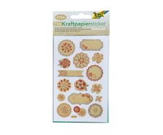 Folia 1320 Sticker en Papier Kraft Romantique Env. 10 x 16 cm, 8 Feuilles - Idéal pour décorer des boîtes, des Cartes de vœux, des décorations de la Maison.