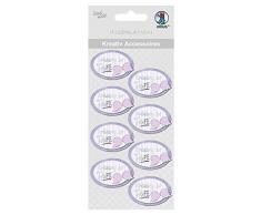 Ursus 564000522 F créative Accessoires, baptême Fille, Autocollant, Lot de 8