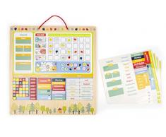 Small Foot 11460 Calendier éducatif Educate en Bois, certifié FSC 100%, lapprentissage de lemploi du Temps Jouets, Multicolore