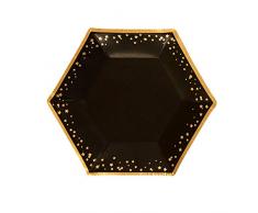 Neviti- Glitz and Glamour Assiettes en carton, 773284, Noir/Or, moyen
