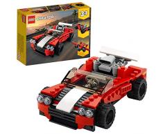 LEGO Creator 3in1 La voiture de sport, Hot Rod, Avion dautrefois Ensemble de construction, Jouets pour garçons et filles de 7 ans et plus, 107 pièces, 31100