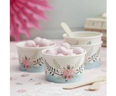 Ginger Ray Lot de 8 pots à crème glacée avec cuillères Ivoire