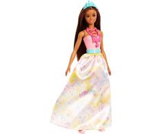 Barbie Dreamtopia poupée princesse Bonbons brune et robe multicolore, jouet pour enfant, FJC96