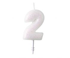 amscan 9904377 Lot de 2 Bougies chiffrées Blanc/Rose