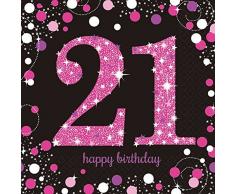 amscan 9900587 Serviettes de Table Motif 21ème Anniversaire 33 cm