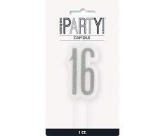 Unique Party- Bougie, 83864, Noir et argenté