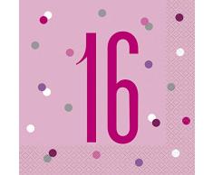 Unique Party- Serviettes de Table en Papier, 83566, Rose/argenté