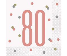 Unique Party- Serviettes de table en papier, 84888, Rose Gold
