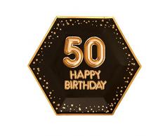 Neviti- Glitz & Glamour-Plate-Large-Black & Gold-Age 50 Assiettes en carton, 773130