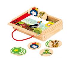 Bino 13717 Memo Taupe 24 Pierres Rondes dans Une boîte en Bois Nouveau!