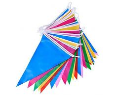 Shatchi BUNTING-MULTICOLOUR-6041-1-PCS Fanions de 10 m Multicolore Fanions à suspendre pour fête danniversaire, mariage, jardin, chambre à coucher