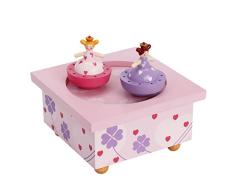 TROUSSELIER - Sœurs Princesses - Boîte à Musique Dancing - Idéal Cadeau de Naissance - 2 Figurines Amovibles - Fonctionnement Simple - Musique Beautifull Dreamer - Colori Rose