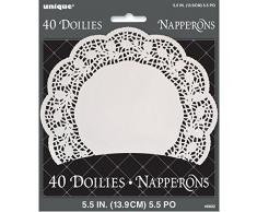 Unique Party 14 cm Papier Blanc napperons, Lot de 40