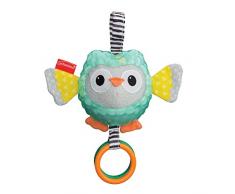 Infantino- Hochet Hibou Multi-texturé avec enveloppe en Silicone et Anneau à mordiller, 216479, Multicolore
