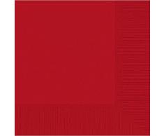 Amscan International 60215-40 Amscan Lot de 50 Serviettes de Table 2 Plis Rouge