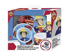 POS Sam Pompier Sam Mélamine Ensemble de 3 pièces dans Un Coffret Cadeau avec fenêtre et Assiette