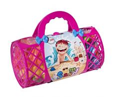 Toys 4 U Jouets de Plage Ensemble de Plage et bac à Sable Meggack en Vrac avec moules à Sable, râteau, arrosoir ,de Coquillage et de Vie Marine, Disponibles en Rose ou en Bleu