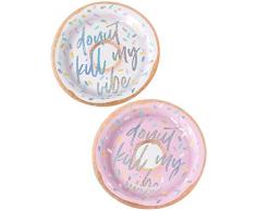 Ginger Ray GV-915 Good Vibes Assiettes en Papier Donut-2 Designs
