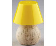 Rulke Rulke010464 Lampe de Table avec Base en Bois et Plastique Jaune décran