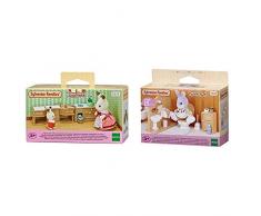 SYLVANIAN FAMILIES - 5222 - Cuisine Aménagée & 5020 - Ensemble Toilettes - Mini-Poupée