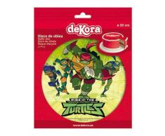 Dekora- Decoration Gateau Anniversaire Tortues Ninja Feuille Azyme-20 cm Diametre, 160146