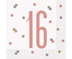 Unique Party- Serviettes de table en papier, 84879, Rose Gold