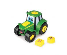 TOMY John Deere - Jouet Enfant Johnny Le Tracteur Formes et Chiffres 46654, Mini Tracteur pour Apprendre les Formes, les Couleurs et les Chiffres, Tracteur Jouet Adapté aux Enfants de 18mois+
