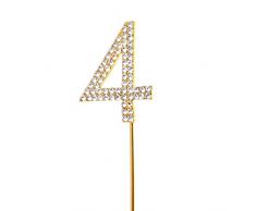 Gifts SHATCHI-791 Décoration de gâteau 4 All Occasions Limited Doré scintillant Décorations de fête danniversaire