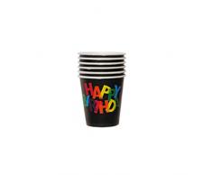 Party Pro- Gobelets 20cl Happy Birthday Black x6, 401754